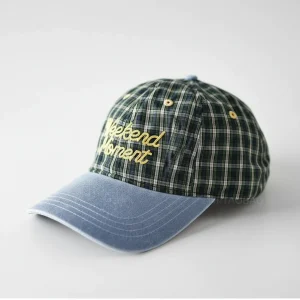 Casquette jean brodée à carreaux décontractée - Vue 2 - casquette jean