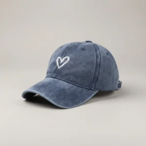 Casquette jean coton brodé souple - Vue 1 - casquette jean