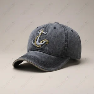 Casquette jean coton brodé style marin - Vue 2 - casquette jean