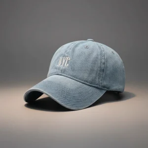 Casquette jean coton brodé style new-yorkais - Vue 1 - casquette jean