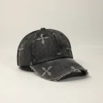 Casquette jean coton motifs croix décontractée - Vue 1 - casquette jean